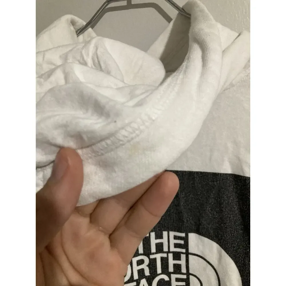 The North Face Mens Sweater Large White Hoodie Fleece Sweatshirt Pullover Logo